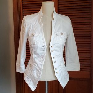 WHBM White Cropped Military Jacket